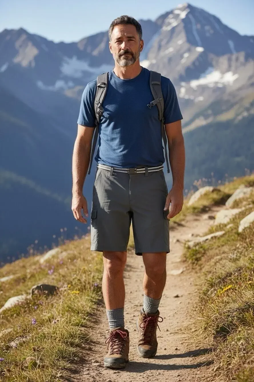 Orvis Men's 38 Gray Lightweight Tech Cargo Belted Hiking Short Gorpcore Outdoor